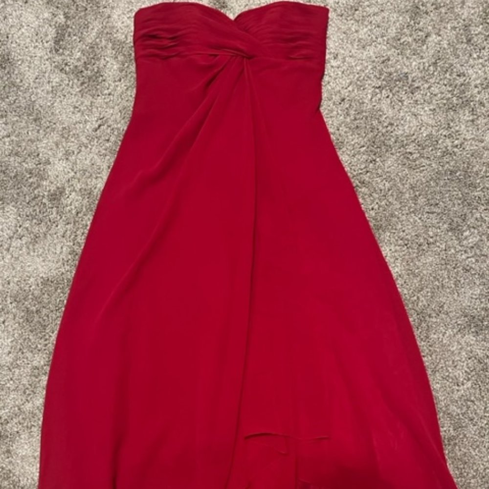 Davids Bridal chiffon short apple red size 4 dress